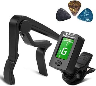 Guitar Tuner and Guitar Capo Set, Clip-On Tuner Digital Electronic Tuner Acoustic with LCD Display for Guitar, Bass, Violin, Ukulele, Banjo (Tuner+Cpao) (Tuner + Capo)