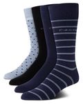 Calvin Klein Men?s Dress Socks ? Cotton Crew Striped Socks (4 Pack), Size Shoe Size: 7-12, Blue Pattern