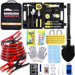 HAIPHAIK Emergency Roadside Toolkit - Multipurpose Emergency Pack Car Road Kit Essentials Jumper Cables Set 11.8 Foot (Upgrade) Emergency Roadside Kit 124 Pieces