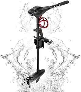 40 LBS Thrust 8 Speed 12V Electric Outboard Trolling Motor for Fishing Boats, Kayak, Inflatable Boat Saltwater Use Transom Mounted with Adjustable Handle, Length Adjustable Shaft
