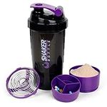 XTKS protein shaker bottle 16oz shaker bottle for protein shakes,protein shaker with Storage and Mix Ball,3 Layer Leak Proof protein bottle BPA free(purple)