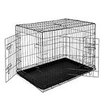 dibea Sturdy 2-door dog crate, folding metal cage, travel box for pets and puppy (XL)