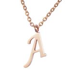 Morella Women's Stainless Steel Necklace Rose Gold with Pendant Letter A