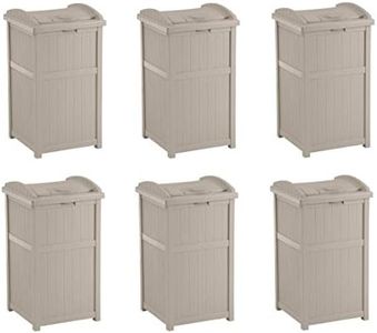 Suncast 6 Pack 15.75" x 16" x 31.6" Trash Hideaway 33 Gallon Resin Outdoor Commercial Garbage Container with Lid for Backyard, Deck, or Patio in Taupe