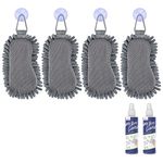 loukin Shag Dry Erase Eraser(4 Pack), Microfiber Whiteboard Eraser, Washable Glass Board Erasers, for Classroom, Home and Office Use (Includes 3.4 oz Whiteboard Cleaners)