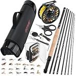 Goture 5/6wt Fly Fishing Rod and Reel Combo Starter Kit, 9ft Graphite Fly Fishing Rod with Cork Handle, Pre-Spooled Fly Reel, 80Pcs Fly Fishing Flies, Waterproof Rod Case, Fly Fishing Knot Tool