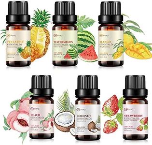 AOPING Essential Oil Set 6x10ML - 100% Pure Organic Plant Oil for Diffuser Massage Aromatherapy Spa Yoga Perfume Body - Peach, Strawberry, Watermelon, Pineapple, Mango, Coconut