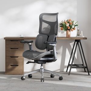 SIHOO S100 Ergonomic Office Chair, 6D Dynamic Lumbar Support, Adjustable Seat Depth, Ultra Soft 3D Armrests, Adjustable Backrest Home Office Chair, Big and Tall Computer Chair (Black)