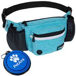 PetAmi Dog Fanny Pack, Treat Pouch for Dog Walking, Training, Built in Poop Bag Dispenser, Water Bottle Holder, Collapsible Bowl, Pet Treat Waist Belt for Hiking, Running, Kibbles (Turquoise)