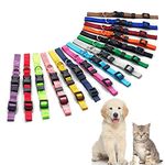 Puppy ID Collars,15 PCS Identification Soft Nylon Puppy Collars, Adjustable Breakaway Safety Whelping Litter Collars for Newborn Puppies Kitten (Square Button S (Pack of 15))