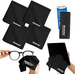 Elite Tech Gear Microfiber Cleaning Cloth for Glasses- 4-Pack, 12" x 12"- Durable Oversized Glasses Cleaning Cloth- Eyeglass Cleaning Wipes for Lenses, Electronics- High Tech Quality Material (Black)