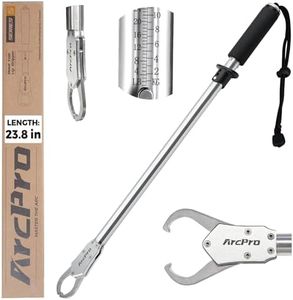 ArcPro 23.8" Fish Lip Gripper Corrosion-Resistant Stainless Steel Fish Gripper with Scale, 4.2mm Wide Opening, 40LB Weighing & Non-Slip 360° EVA Swivel Handle, Fish Grabber Tool for Fresh/Saltwater