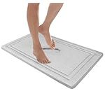 MICRODRY Quick Drying Memory Foam Framed Bath Mat with GripTex Skid-Resistant Base, 21x34, Light Grey