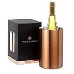 Villa & Marx Wine Chiller - Elegant Champagne Bucket with Premium Box - Insulated Wine Bottle Cooler Without Ice - Double Walled Wine Chiller Bucket, Fits And Cools All Bottles (Copper)