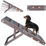 Pawaboo 2026 Upgraded Dog Ramp for Couch, Foldable Small Dog Ramp for Sofa, 4 Adjustable Height from 13'' to 21", Portable Stable Pet Step with Non-Slip Pad, Pet Ramps Use for Couch Stairs,Grey Purple