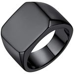 PROSTEEL Black Mens Ring Size V 1/2 Stainless Steel Hippie E Rings Simple Black Ring