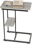 End Table, Side Table with Storage Shelf, Slim Night Table, Metal Frame, for Living Room, Study, Bedroom, Industrial,Gray