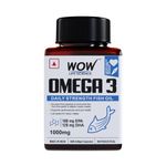 WOW Life Science Omega-3 Fish Oil 1000mg - 60 Capsules| For Men & Women | Daily Strength - 180 mg EPA & 120 mg DHA| For Muscle & Joint Support, Healthy Heart & Cognitive Support| No Fishy Burps