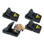 HomeRevel Reusable Mouse Trap, 4 Pack Mouse Traps for Indoors and Outdoors That Kill Instantly, Quick, Effective and Highly Sensitive Rodent Catcher