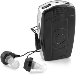 MEDca Digital Personal Sound and Voice Amplifier - Pocket Sound with Single Ear and Double Ear Headphone Earbuds with Wired Connectivity Technology for Adults - Black