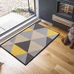 Washable Door Mat Kitchen Mats Non Slip Geometrical Design Hall Runner- Indoor Door Mat - Hallway-Passage Corridor Doormats - Floor Mat Dark Gold-triangle 80x150 cm