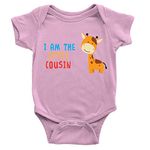 Kickass Tees I Am The Little Cousin Babygrow 12-18m Pink Cute Sweet Body Suit Present Gift Giraffe Animal