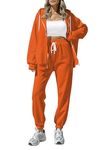 Sovoyontee Women's Lounge Sets for Women Zip Sweatshirt and Sweatpants 2-Piece Outfits Sweatsuit, 145 Orange, XL