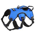 rabbitgoo Escape-Proof Dog Harness Large Dog with Handle, Adjustable No Pull Harness for Dog, Breathable Pets Vest for Working Service Dog, Reflective Lift Support Body Harness Outdoor, XL, Blue