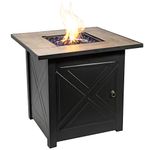 Teamson Home Outdoor Garden Propane Gas Fire Pit Table Burner, Smokeless Firepit, Patio Furniture Heater with Lid, Glass Screen, Lava Rocks & Cover