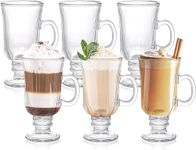 PrimeWorld 300ml Iring Irish Mug Set of 6 Pcs Coffee Mugs, Latte Cups,Cappuccino and Hot Chocolate Mugs with Handle Juice,Tea,Cocktails, Hot & Cold Beverages