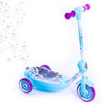 Huffy Disney Frozen Bubble Electric Scooter For Kids 3-5 Years 6v Battery Toy Ride On Scooter With Bubble Machine ft Anna, Elsa & Olaf, Blue, One Size