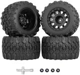 RC Station 2.8 RC Tires 12mm Hex RC Wheels and Tires Preglued 1/10 Scale RC Tires with Foam Inserts 4PCS for 1/10 Traxxas Tires and Wheels for Offroad Traxxas Rustler Stampede Redcat RC Tires