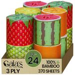 Gaias Premium and Soft FruiTP Organic Bamboo Toilet Paper | 12 Mega Rolls, 3 Ply, 370 Sheets | FSC Certified, PFAS & BPA Free, Eco-Friendly, Sustainable Tissue - Plastic Free, Septic Safe, Vegan