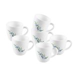 CELLO Ricca Mug 6 Pcs Set | Cups for Tea,Coffee,Espressoc| Thermal Resistant | Light Weight | Ideal Gifting Option | Blue Creeper | 180ml