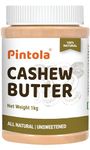 Pintola Cashew Butter 1kg - All Natural Vegan Cashew Butter, Gluten Free & Cholesterol Free, Healthy Cashew Butter Unsweetened for Bread Spreads, Made with Fresh Cashews, Source of Fiber & Protein