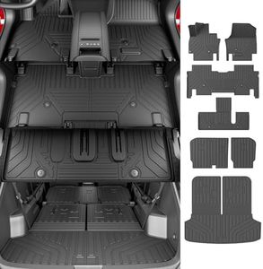 powoq 6&7 Seats Floor Mat Cargo Liner Compatible with 24 25 KIA EV9 Trunk Mat 2nd Backrest Liner TPE Cargo Mat Replacement for 2024 2025 KIA EV9 Accessories (2nd Row Backrest Mat+Cargo Mat+Floor Mat)