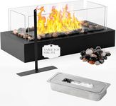 Table Top Fire Pit - Stylish Bioethanol Fireplace With 4 Art Windproof Glass Panels For Indoor & Outdoor Use - Table Top Fire Bowl For Patios, Balconies, Camping, And Indoor Gatherings - Eco-Friendly