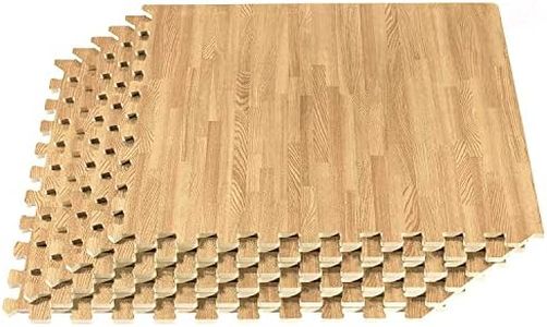 Kobo Imported Puzzle Floor Mat, EVA Foam Interlocking Tiles, Protective Flooring and Cushion for Workouts (4 Feet x 4 Feet) (Light Wood Grain)