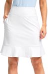 Viodia 20" Knee Length Skorts Skirts for Women with Pockets High Waisted Athletic Tennis Golf Skort for Casual Summer, White, Large