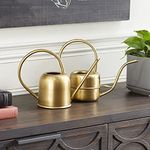 Deco 79 Metal Indoor Outdoor Planter Watering Can Small Planter Pot, Set of 2 Planters 7", 8"H, Gold