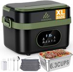 Cordless Electric Lunch Box for Adults & Men,1.5L Heated Food Warmer with Smart Timer and Self-Heating, 8000mAh Portable Lunch Boxes with Removable Divider & Leakproof for Office, Car & Outdoor
