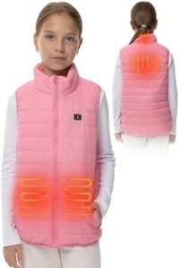 HENNCHEE Kids Heated Vest for Boys Girls Electric Heated Vest with Battery Pack Lightweight Warm Heating Gilet Outdoor, Pink M