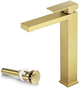 Lava Odoro Gold Vessel Sink Faucet, Brushed Gold Single Hole Bowl Sink Faucet Tall Bathroom Faucet Single Handle with Pop up Drain Assembly, BF307-T-SG