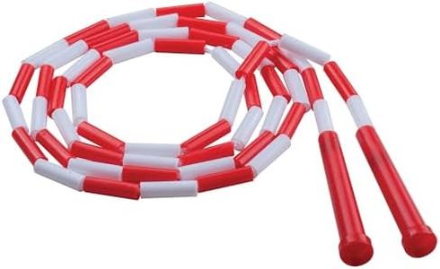 Champion Sports Segmented Jump Rope for Fitness, 7 Feet Length, Red and White - Classic Beaded Jump Ropes for Physical Education, Gym Glass, Personal Use - Premium Skipping Rope for Kids, Adults