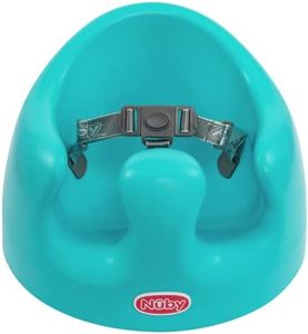 Nuby My Floor Seat - Portable Baby Chair with Soft Foam Cushion, Safety Harness, and High Back Design - 4+ Months - Aqua