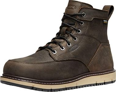 KEEN Utility Men’s CSA San Jose 6” Alloy Toe Waterproof Wedge Work Boots Construction Boot, Cascade Brown/Black, 11 2E (Wide) US