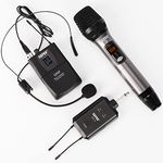 SGPRO Portable Wireless Microphones Rechargeable Receiver Handhead and Headworn Sets for Singing Speaking Hosting and Teaching