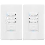 ENERLITES 4-Hour Countdown Timer Switch, 5-10-30-60 Min, 2-4 Hour, for Bathroom Fans, Lights, 120VAC Neutral Wire Required, UL Listed, HET06-W-2PCS, White, 2 Pack