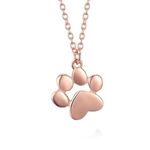 IzuBizu London Womens Rose Gold Plated Dog Cat Paw Necklace Animal Print Birthday Party Festival Mother's Day Anniversary Pendant Jewellery