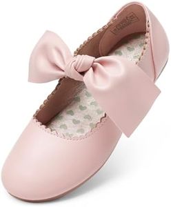 DREAM PAIRS Girls Ballet Flats Dress Shoes Front Bow Flower Ballerina Mary Jane for Wedding Party,Size 7 Toddler,Pink,Angie-5
